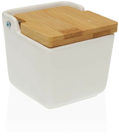 Versa zoutvaatje met deksel wit dolomite (9 x 8 x 9 cm)