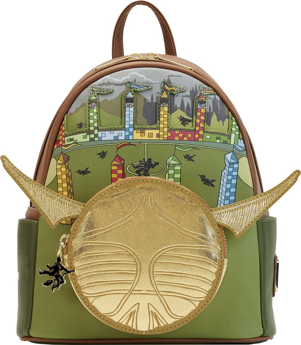 Loungefly Harry Potter Mini-Rucksack, Goldener Schnatz, Quidditch