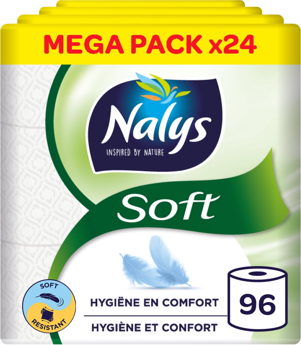 Nalys weiches Toilettenpapier – 96 Rollen – weiß – Vorteilspackung