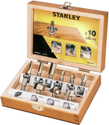 Stanley-Serie – Fräser-Set – 10 Stück – 8 mm Schaft – TCT HM
