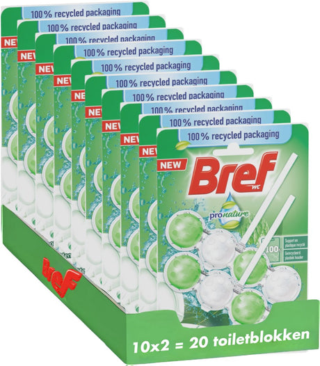 Bref – Pro Nature – Minze Eukalyptus – Hygienisch saubere Toilette – Respekt vor der Natur – Vorteilspack – 10 x 2 Stück