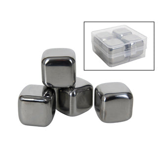 No brand Eiswürfel Edelstahl 4 Stück 6,3 x 6,3 x 3 cm | 3 Stück