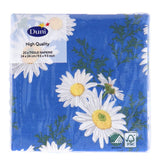 Duni Servietten Gänseblümchenblau 24x24 cm | 12 Stück