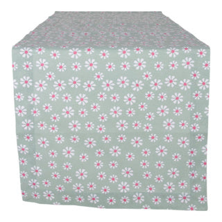 Daisy flowers tafelloper groen 50x140 cm | 3 stuks