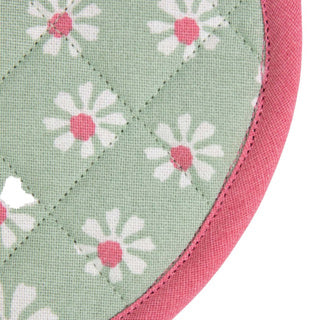 Daisy flowers pannenlap onderzetter rond groen 20 cm | 3 stuks