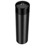 No brand Thermosflasche Edelstahl schwarz 450 ml mit Thermometer und Teefilter | 4 Stück