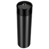 No brand Thermosflasche Edelstahl schwarz 450 ml mit Thermometer und Teefilter | 4 Stück