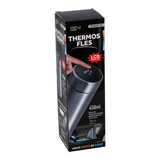 No Brand Thermosflasche Edelstahl 450ml mit Thermometer im Deckel inklusive Teefilter | 4 Stück