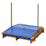 Swingking de arena de madera oscilante con bandejas y cubiertas de agua