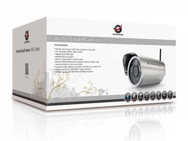 Concepttronic CIPCAM720ODWDR Wireless Network Cloud Camera da esterno, RJ45, 1.3MP, F = 3,6 mm, F = 2,0, WDR