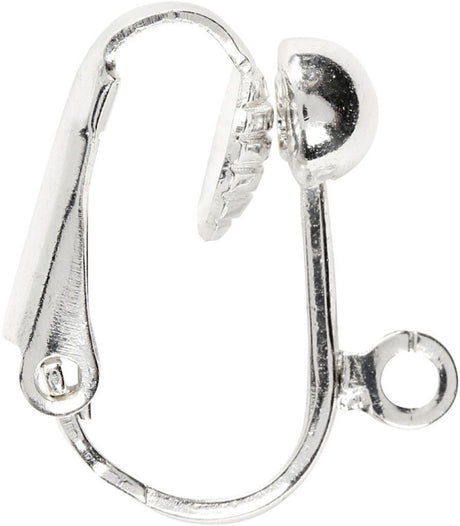 Creativ Company Ohrclips, L: 16,5 mm, B: 1,5 mm, Lochgröße 1,6 mm, versilbert, 6 Stück 1 Box