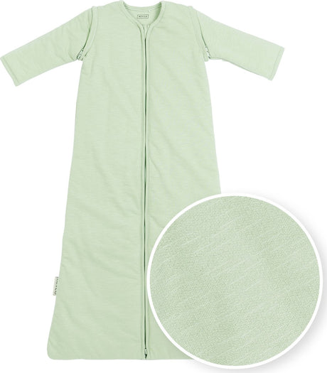 Meyco Babyschlafsack Winter Slub – abzippbare Ärmel – Soft Green – 90 cm – Winterschlafsack