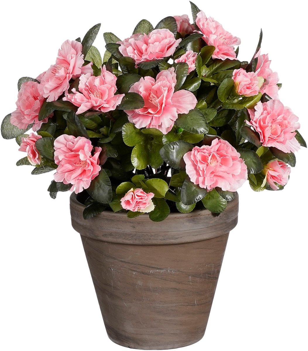 Mica decorations kunstplant - azalea - perzik - in pot - 31 cm - nepplanten