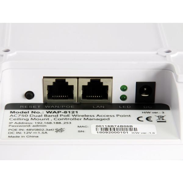Levelone WAP-8121 AC750 DBand PoE Wireless Lan Access Point, 802.11a B E G N, Dual Band, 300 Mbit/s