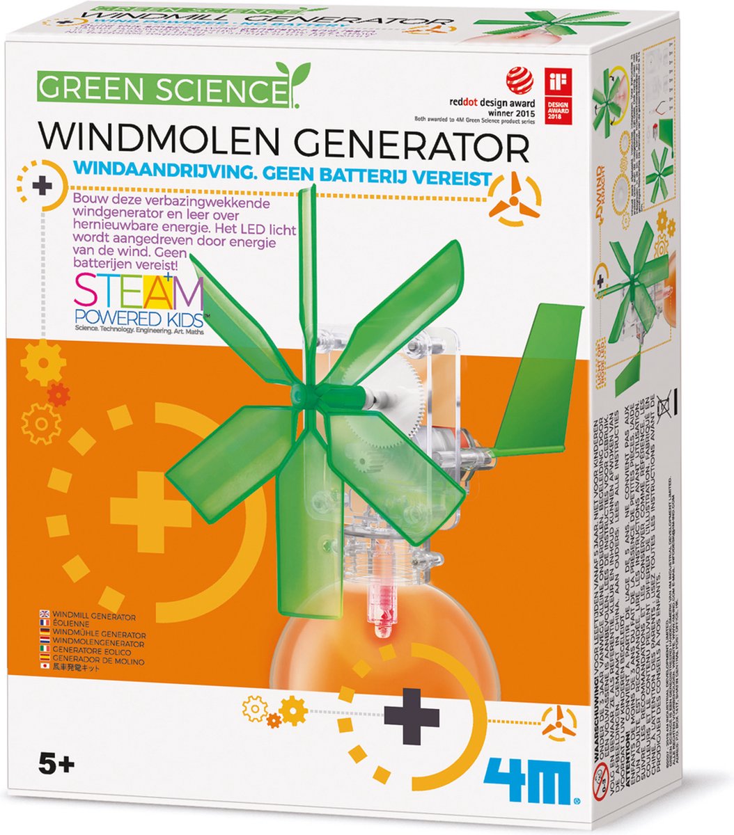 4m Wissenschaft und Spiele – Machen Sie Licht mit Ihrem eigenen Windmühlengenerator – Kidzlabs – Grüne Wissenschaft – 8+