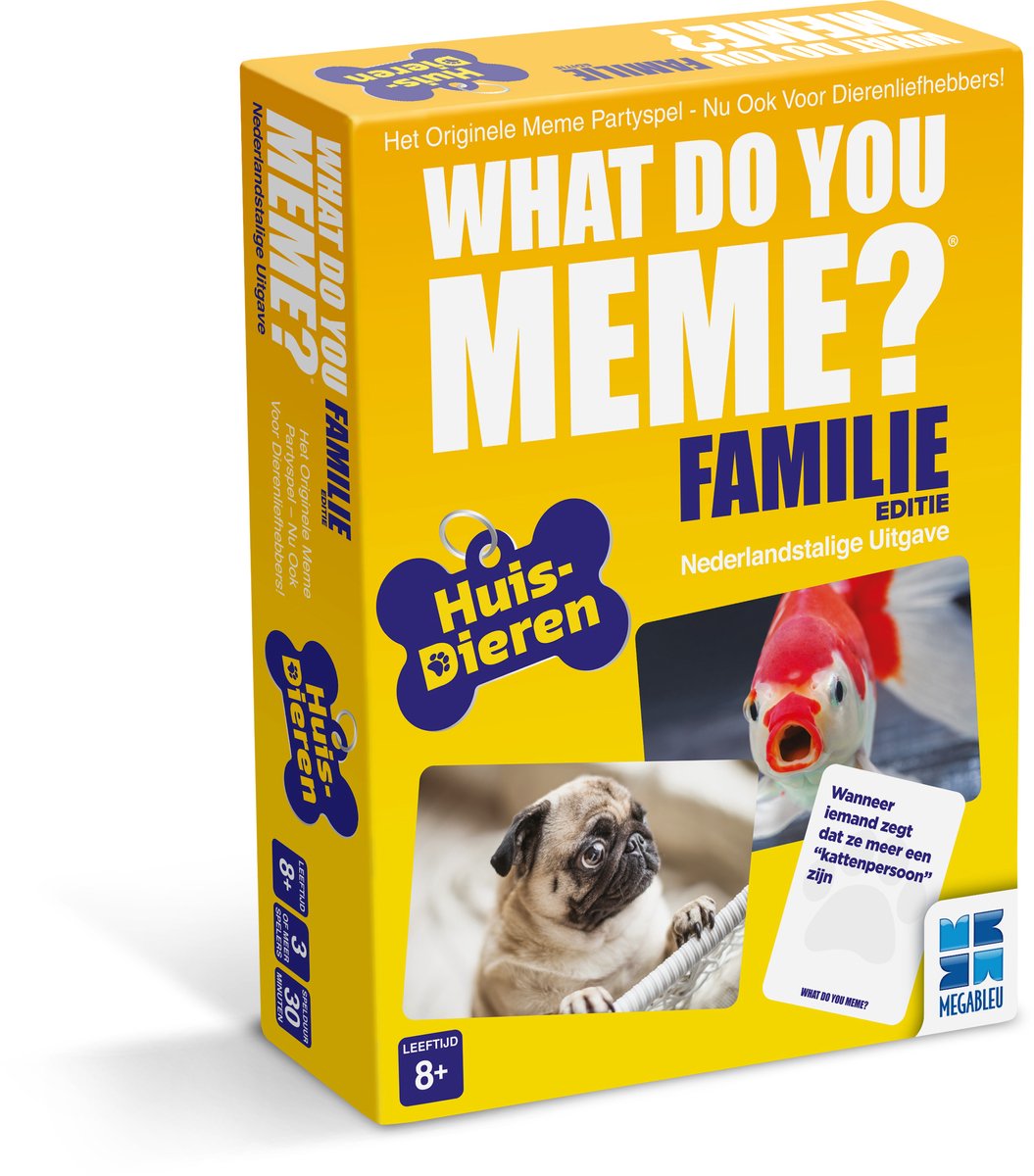 Megableu What do you meme Family Pets Only – Niederländische Version – Kartenspiel – Familienspiel – Partyspiel voller Humor!