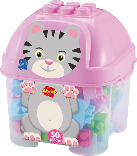 Ecoffier Ecoiffier Abrick-Bausteine ​​Katze in Aufbewahrungsbox – 50 Stück.