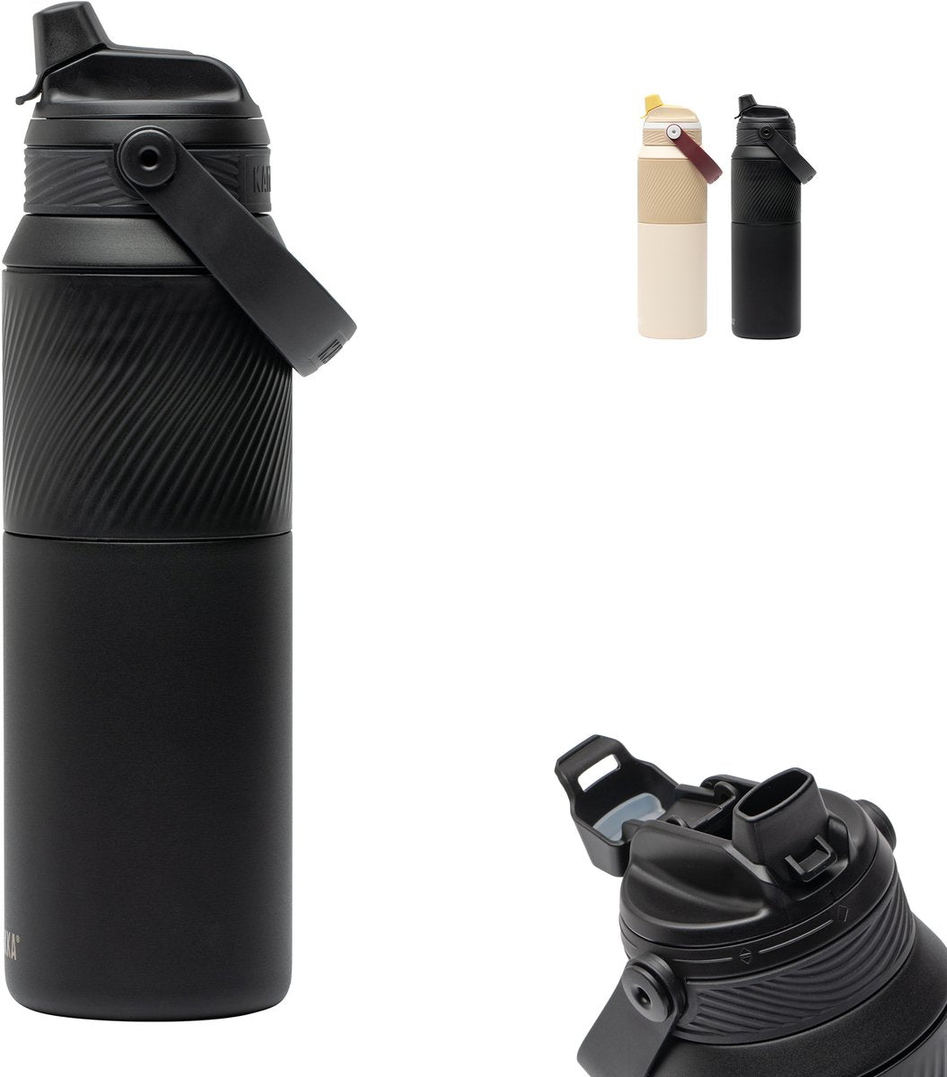 Kambukka dupla geïsoleerde drinkfles 1000 ml - 2-in-1 waterfles - 100% lekvrij - black raven