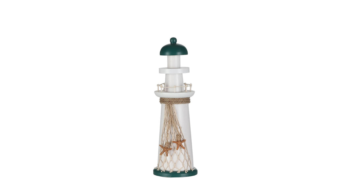 Vuurtoren hout wit - h31xd10cm