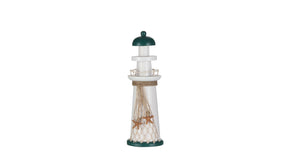 Vuurtoren hout wit - h31xd10cm
