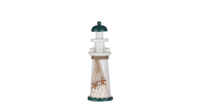 Vuurtoren hout wit - h31xd10cm