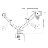 Neomounts nm-d750dwhite TV-Monitor, voll bewegliche Dual-Tisch-Gasfederhalterung, 2x