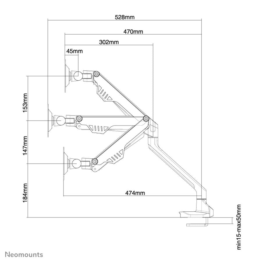 Neomounts fpma-d750black Flachbildschirm-Tischhalterung, 10–32, 8 kg, 100 x 100 mm, Klemmschraube