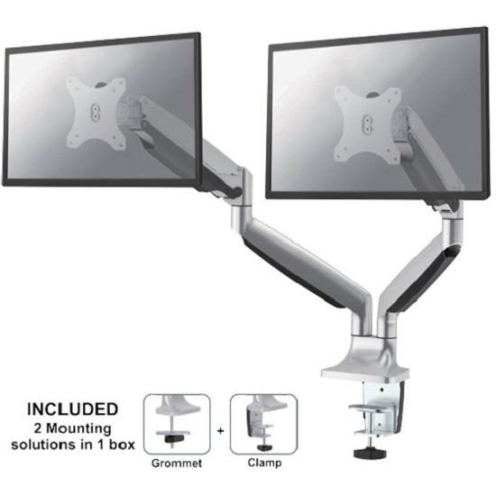 NeoMounts NeoMounts FPMA-D750DSILVER Flat Escreen Monitor BureAstre Mue, 2x 10-30, 9 kg,