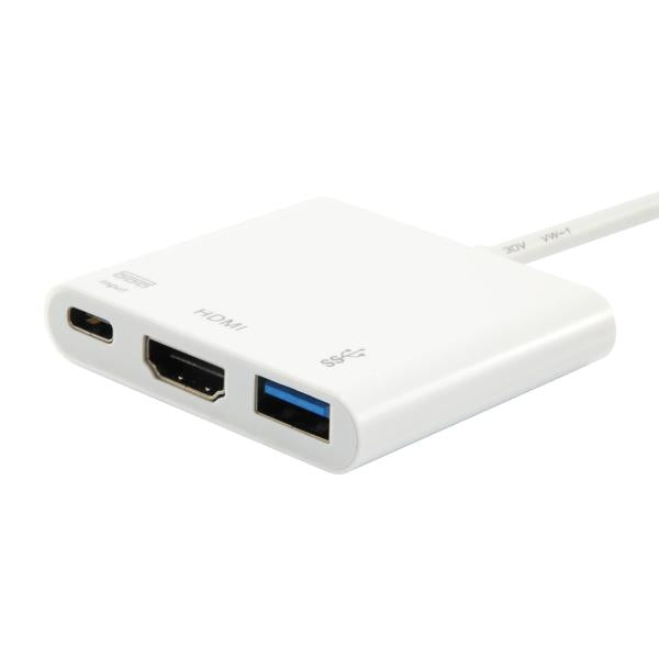 Equip 133461 USB-Typ-C-auf-HDMI-Buchse, USB-A-Buchse, PD-Adapter, 4K, Kunststoff, 15 cm, weiß