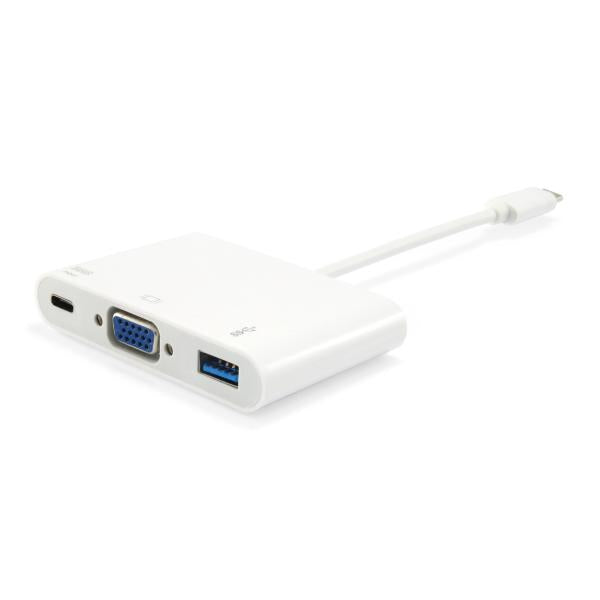Equip 133462 USB-Typ-C-auf-VGA-Buchse, USB-A-Buchse, PD-Adapter, 1080p, 15 cm, weiß