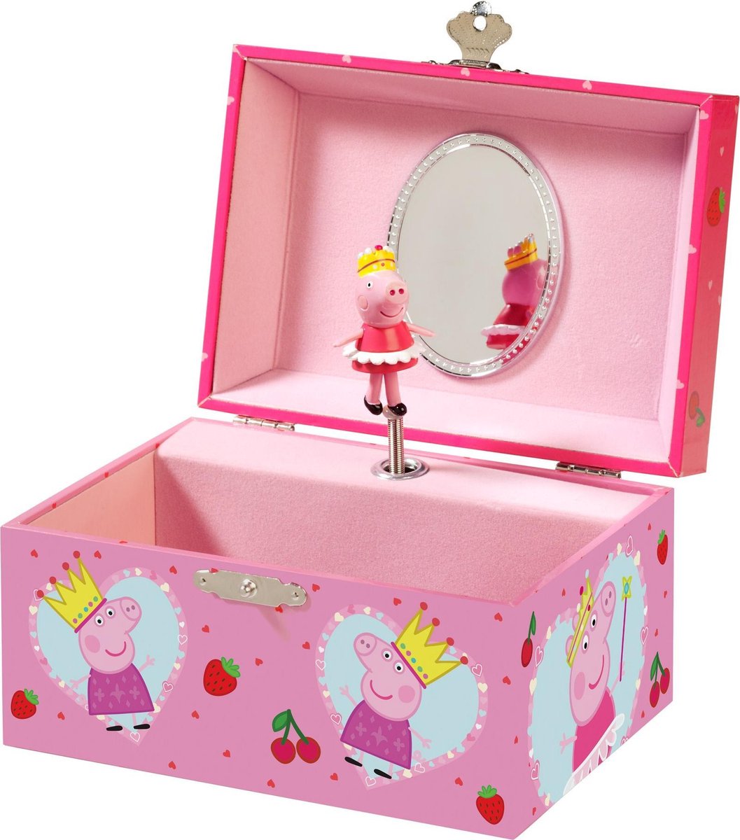 Bambolino Peppa Pig Schmuckkästchen, Schmuckschatulle, Spieluhr – mit rotierender Peppa Ballerina und Spiegel – Junior-Kleinkind- und Vorschulspielzeug ab 3 Jahren – Geschenktipp