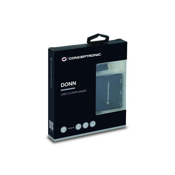 Conceptronic Donn01B Donn USB-C-zu-HDMI-Adapter, USB 3.2 Gen 1 (3.1 Gen 1) Typ A C, HDMI, Schwarz