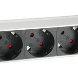 Equip 333309 Deutsche Stromverteilereinheit mit 7 Ausgängen, Überspannungsschutz + Schalter, Typ F, 1,5 mm²