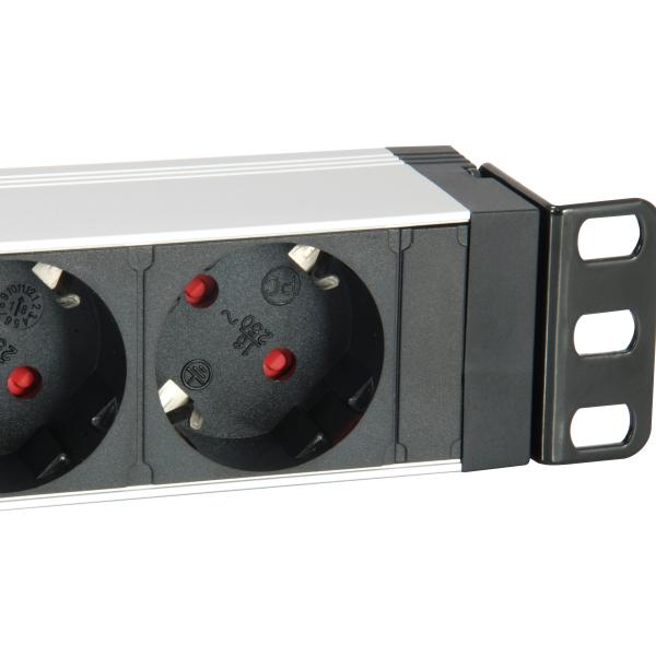 Equip 333309 Deutsche Stromverteilereinheit mit 7 Ausgängen, Überspannungsschutz + Schalter, Typ F, 1,5 mm²