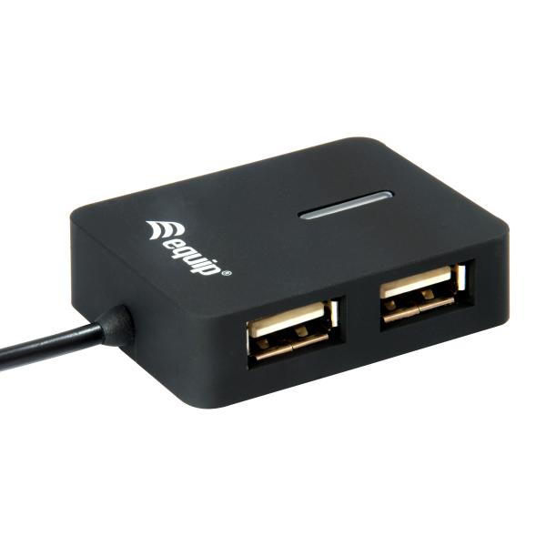 Equip 128952, 4-Port Reise-USB-Hub, USB 2.0, 480 Mbit s, Kunststoff, schwarz
