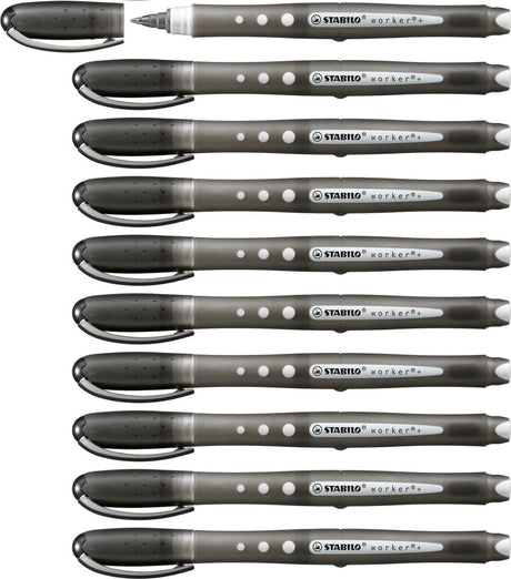 Stabilo worker+ bunt - Tintenroller 0,5 mm - Schwarz - Karton à 10 Stück