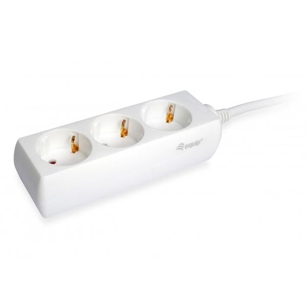 Equip 245550 Steckdosenleiste, 3 AC-Ausgänge für den Innenbereich, Typ F, Typ F, 1,5 mm², 1,5 m, weiß