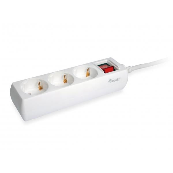 Equip 245551 3-fach Steckdosenleiste mit Schalter, 3x AC-Steckdose(n) für den Innenbereich, Typ F, 1,5 mm², 1,5 m, weiß
