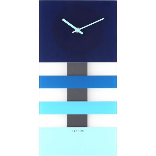 Nexttime Uhr 2855bl Bold Stripes, 38x19 cm, Wand, blau