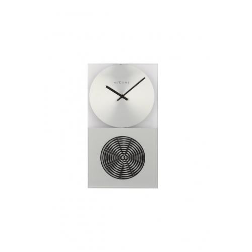 Nexttime Clock 3028 Op Clock, 16x30,2 cm, Wand, Glas, Silber