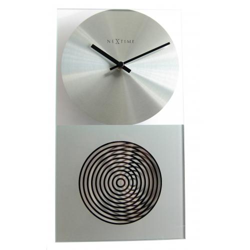 Nexttime Clock 3028 Op Clock, 16x30,2 cm, Wand, Glas, Silber