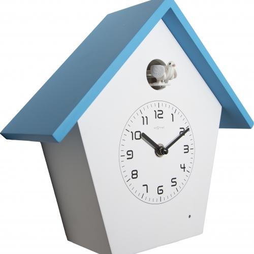 Nexttime Uhr 3108bl Birdy, 24,5x25,5x9,8 cm, Wand, blau weiß