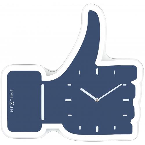 Nexttime-Uhr 5185bl Mini Thumbs Up, 20,5x21, Wand, Blausilber