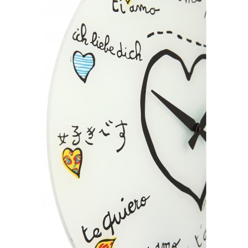 Nexttime-Uhr 8030 „Loving You“, ø43 cm, Wand, weiß, mehrfarbig