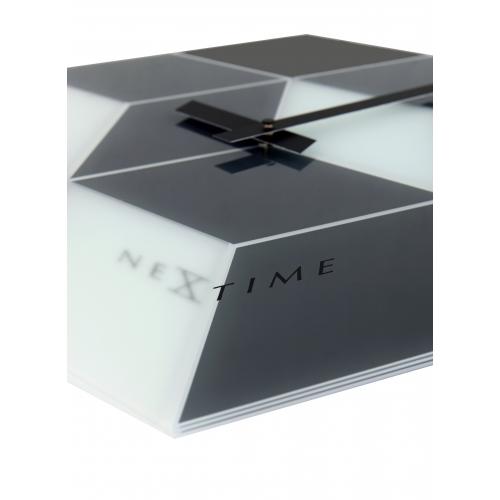 Nexttime-Uhr 8171 kubisch, 43,5 x 37 cm, Wand, schwarz weiß grau