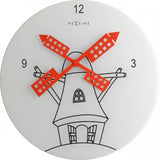 Nexttime Uhr 8807 Windmühle, ø30 cm, Wand, weiß schwarz rot