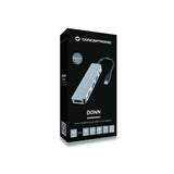 Concepttronic Donn02G 6-in-1 Multifunkční USB Hub Adapte, USB 3.2 Gen 1 typ-C, HDMI, 5 Gbps, Alu