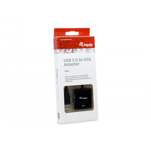 Equip 133384 USB 3.0-zu-VGA-Adapter, 1080p, USB 3.2 Gen 1, USB Typ A, VGA (D-Sub)-Ausgang