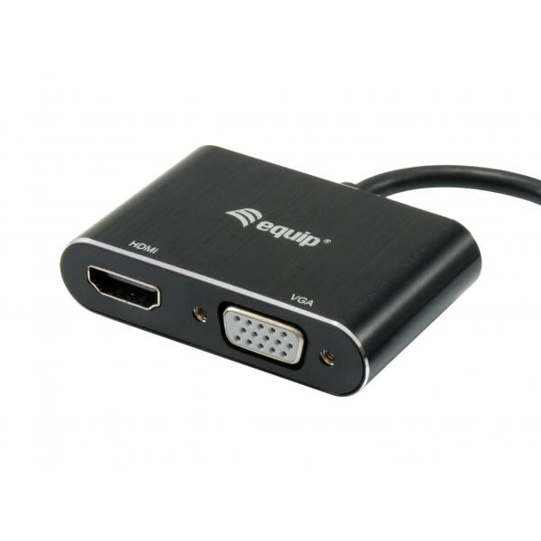 Equip 133386 USB-zu-HDMI-VGA-Adapter, USB 3.2 Gen 1 Typ A, HDMI-Ausgang, 1920 x 1080 Pixel