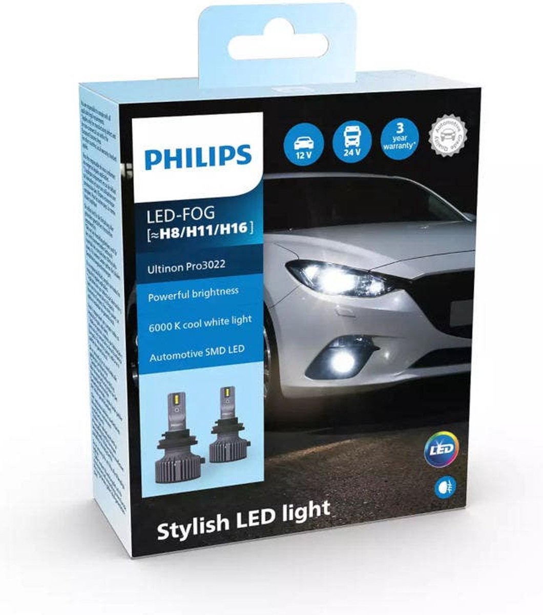 Philips ultinon pro3022 led-hl h8 h11 h16 set lum11366u3022x2